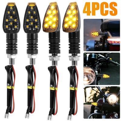 4Pcs Motorcycle Turn Signal Light 12V Professional LED Amber Turning Indicator Light Universal Mini Motorcycle Front Rear Lamp