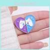 Creative Purple And Blue Heart Shaped Metal Brooch Unique Design Geometric Pin For Unisex Fashion Accessories