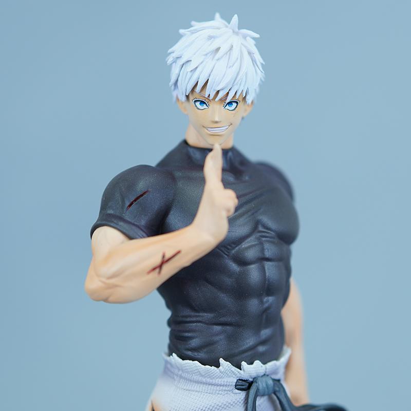 23cm Jujutsu Kaisen Satoru Gojo Actiefiguur Prachtig Driehoofd Beeld PVC Anime Verzamelfiguur Speelgoed Bureau Ornament Cadeau