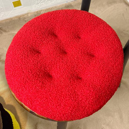 Seat Cushion Round Futon Design Furry Short Plush Surface Extra Thick Chair Floor Cushion Anti-Slip Design Solid Color Chair Cushion