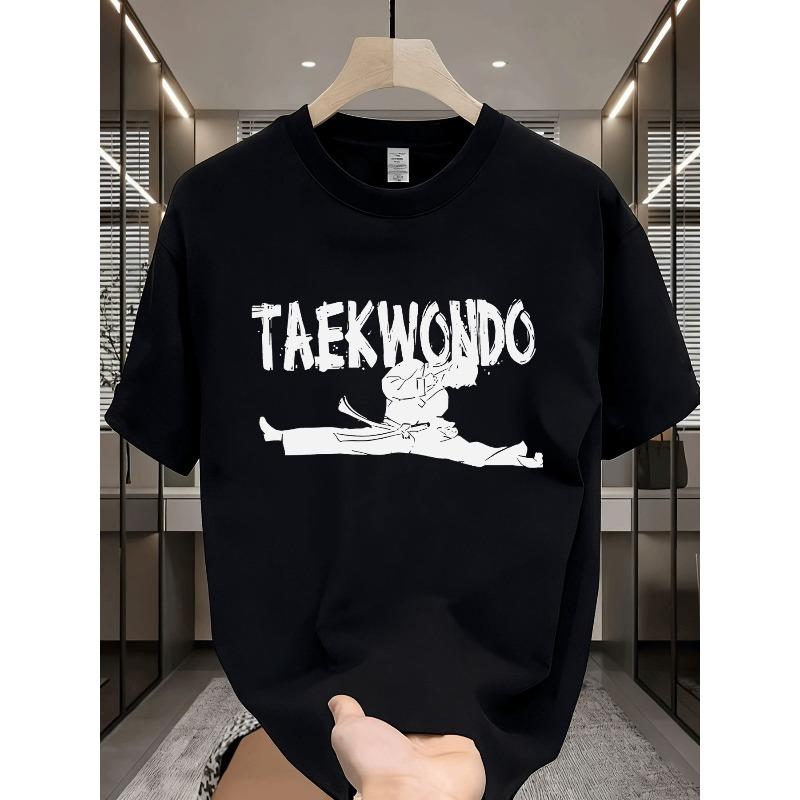 European sizes Round Neck Men's T-Shirt Summer Casual Trendy Taekwondo Athlete Kick Pattern T Shirt Sportswear Casual Wear for Adults