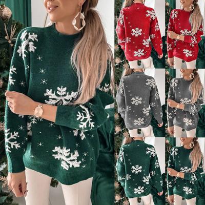 Women's Fashion Christmas Sweater Half Tall Neck Long Sleeve Sweater