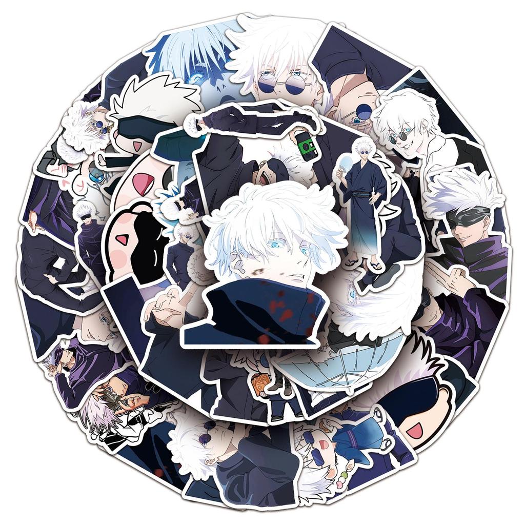 50 מדבקות גרפיטי של Jujutsu Kaisen Gojo Satoru למארזי טלפון וכוסות מים