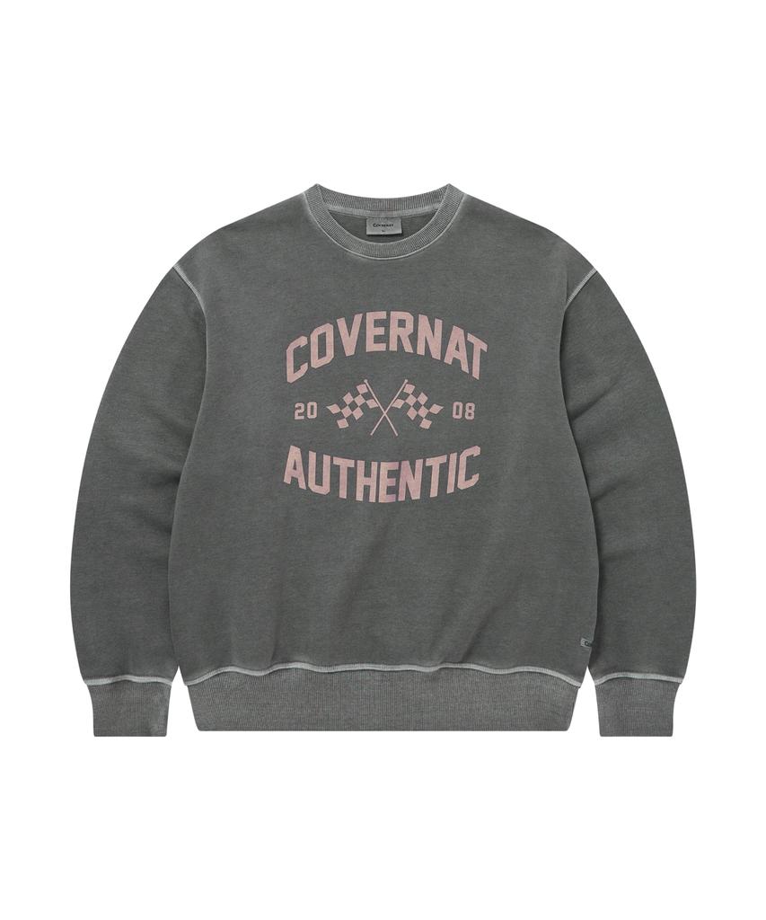 COVERNAT Flag Graphic Pigment Sweatshirt Charcoal