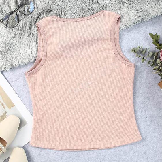 2023 Women's Spring & Autumn Vest: Comfortable Casual Solid Color U-Neck T-Shirt