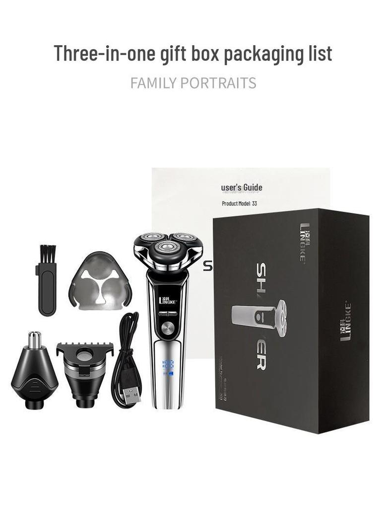 303 Smart Floating Three-Head Electric Shaver with Magnetic Display, USB Charging, Full Body Washable