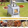 Wood Burning Stove with 5 Pipes Accessories, Visible Window Side Panels Heating Cooking Hot Tent Stove, Large Firebox Stainless Steel Stove for