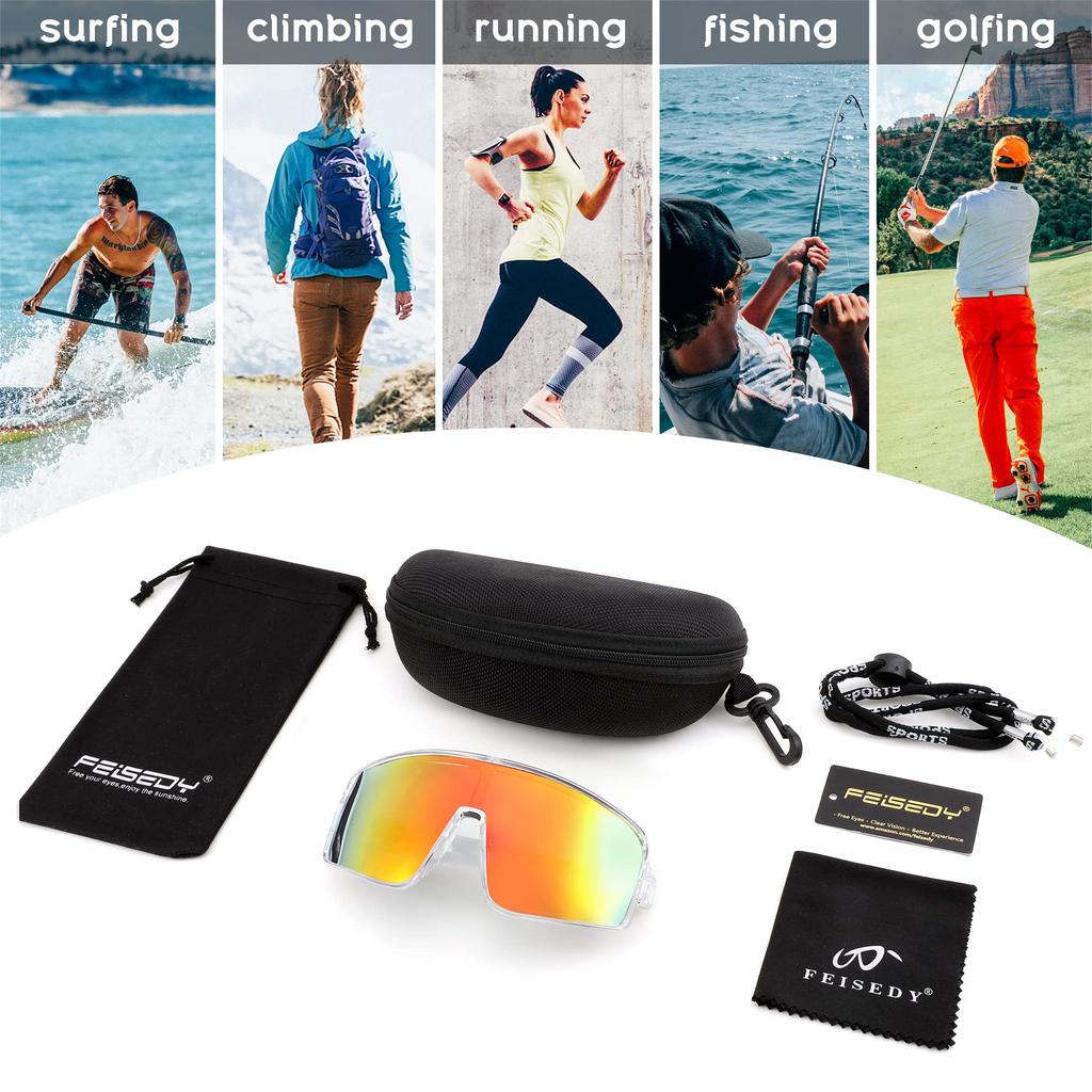 FEISEDY Óculos de Sol Esportivos Polarizados para Ultra UV400 para e B2988 Óculos de Sol, Ciclismo, Leves, Proteção, Unissex, Pesca, Beisebol, Corrida,
