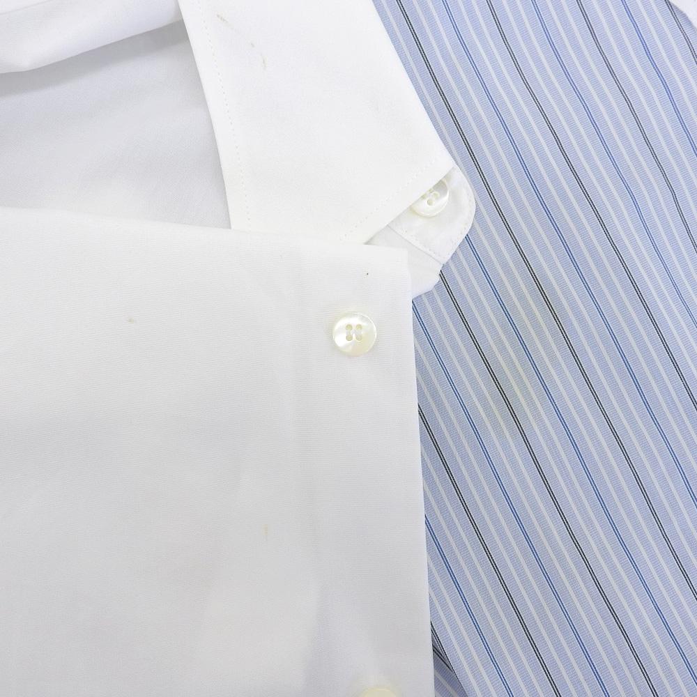 Maison Margiela Reconstructed Striped Long Sleeve Shirt Tops Women's White Blue 38 S51DL0347 20AW Tops 38 White / blueUsed