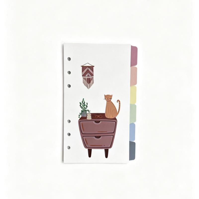 A6 Cat Scene Loose Leaf Divider Pages Index Partition Binder Planner Stationery Notebook Paper Divider Accessories
