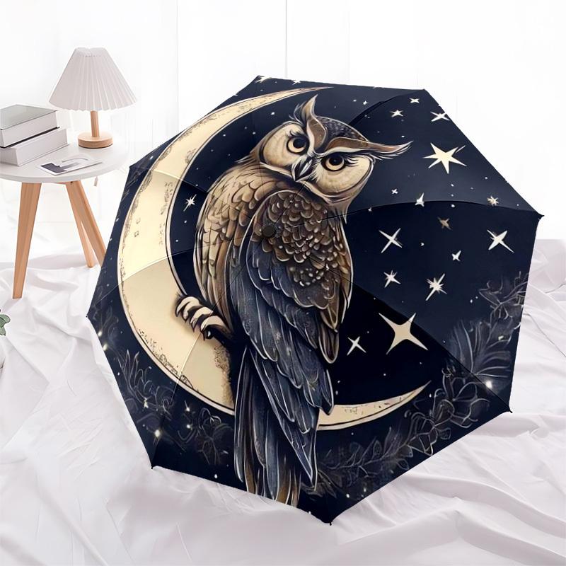1pc Moonlit Wisdom Umbrella with Plastic Handle,Suitable for All Seasons Home Travel Outdoor UmbrellaDD1374