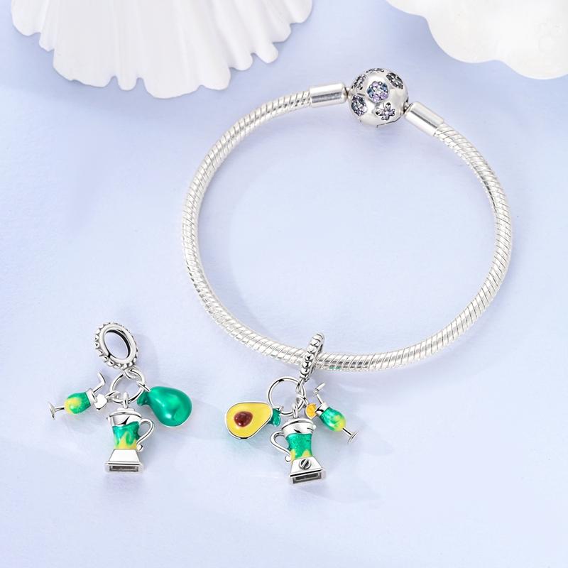 Green Color Four-Leaf Clover Avocado Copper Cactus Green Series Charms Beads Fit 3Mm Original Bracelet Diy Jewelry Gift
