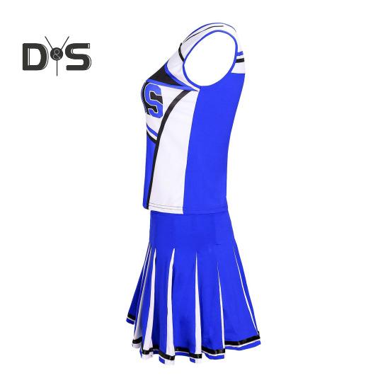 2 bucăți/set ținută de performanță majoretă Set de fuste fără mâneci pentru liceu Glee Club pentru fete Costum de majorete pentru varsity rochie de majorete