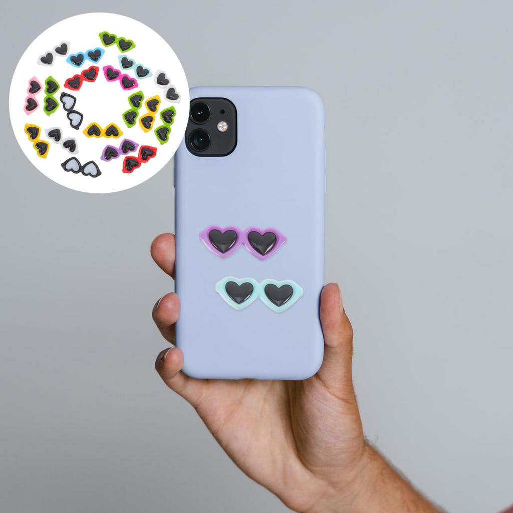Ibasenice Set of 40 Heart Sunglasses and Eyeglasses Resin Charms and Cabochons, 4.2cm, for DIY Handmade Crafts, Smartphone Cases, Hair Accessories,