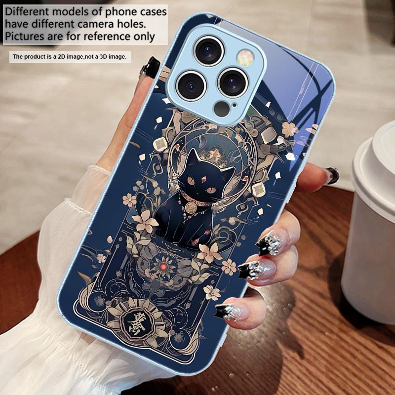 Fantasy Glückskatze Blau Für iPhone 17 Air 16 E 15 14 13 Plus 12 mini 11 17 Pro Max XR Xs Max 16E X 7 8 Gehärtetes Glas Handyhülle
