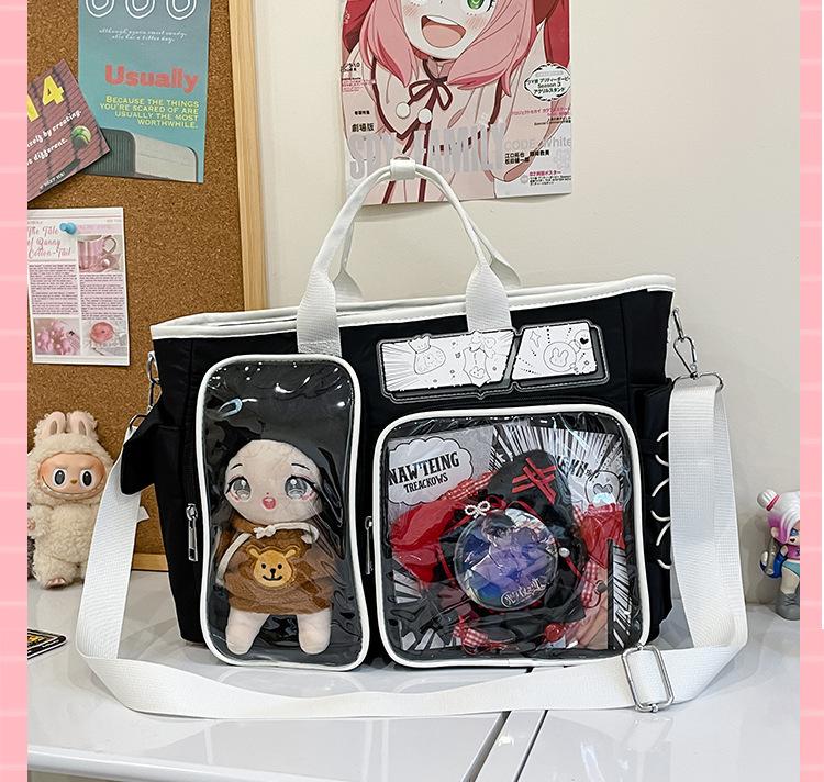 Nuovi Zainetti Ita Carini Y2K Borsa a Spalla Grande Capacità Borsa a Mano Trasparente per Ragazze Lolita Espositore per Spille Fai da Te Borsa a Tracolla