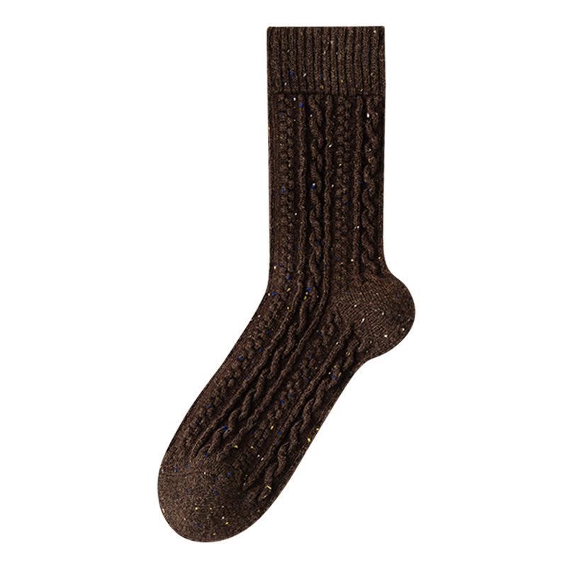 Wool Socks Women'S Medium Tube Socks Stacking Socks Thickened And Velvet Warm Twist Cashmere Socks
