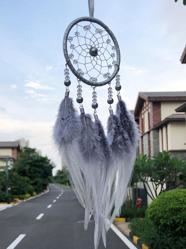 Creative Hand-woven Car Pendant Dream Catcher Feather Wind Chime Valentine's Day Gift Bedroom Hanging Ornaments Home Decoration
