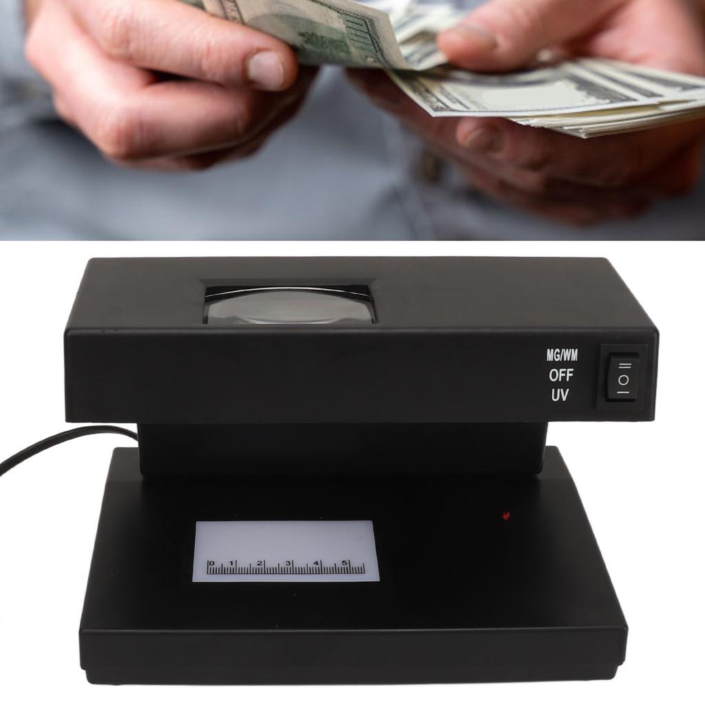 Desktop-Fälschungserkenner Falschgeld-Detektor 9W UV-Licht Banknoten-Geld-Detektor Prüfer Tester Mit Lupe