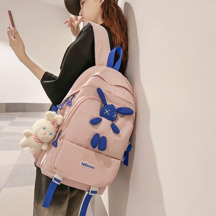

Универсальный рюкзак большой емкости с милым мультяшным кроликом, школьные ранцы для школьников, прочный нейлоновый рюкзак для студентов колледжа, сумка для книг One size розовый