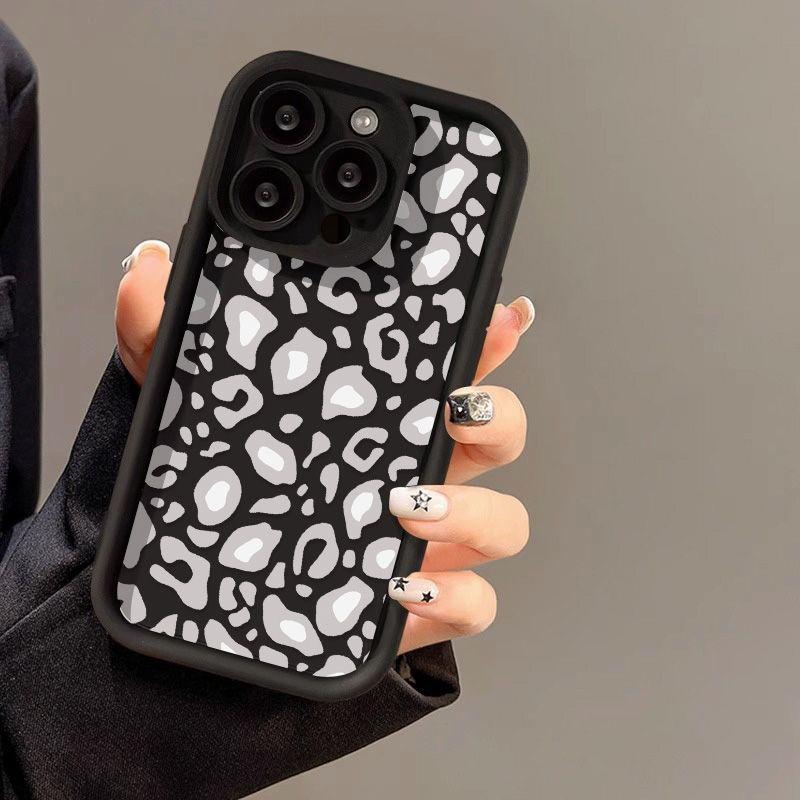 Gray leopard print for iPhone17promax mobile phone case 16 Apple 14 matte 16/15 premium 13 fine holes