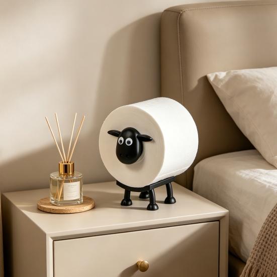 Yousheng Toilet Paper Holder with Sheep Model No-Rust Roll Paper Dispenser Easy Replace Waterproof Organizer for Home Kitchen
