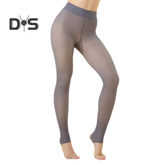 

Женские леггинсы с высокой талией, утолщенные леггинсы с флисовой подкладкой, искусственные прозрачные термочулки, утягивающие бедра, зимние колготки серый