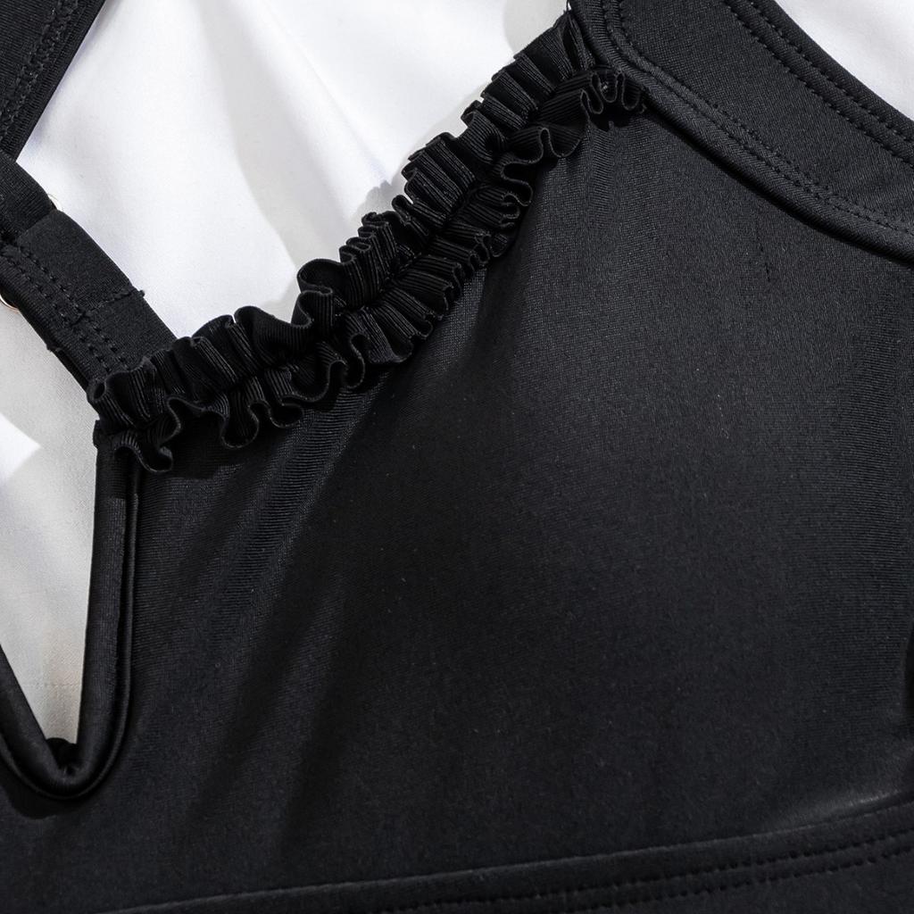 Damskie kostiumy kąpielowe Czarne koronkowe marszczone Seksowne jednoczęściowe kostiumy kąpielowe Stroje bikini Odzież plażowa Kostiumy kąpielowe