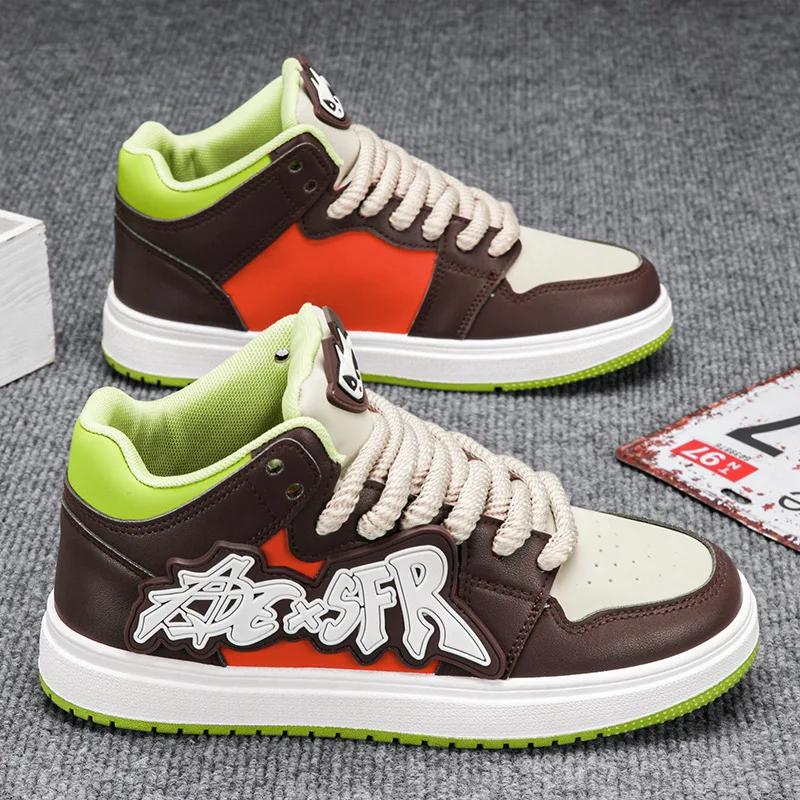 

Мужская обувь для скейтбординга, модная спортивная обувь на осень/зиму, в стиле ретро, на толстой подошве, на шнуровке, удобная нескользящая повседневная обувь, кроссовки 2025 39