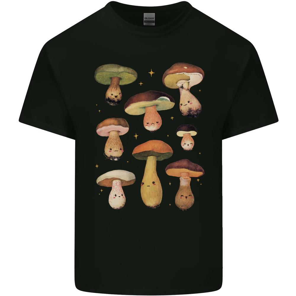 Mushroom Faces Foraging Mycology Mens Cotton T-Shirt Unisex T-Shirt