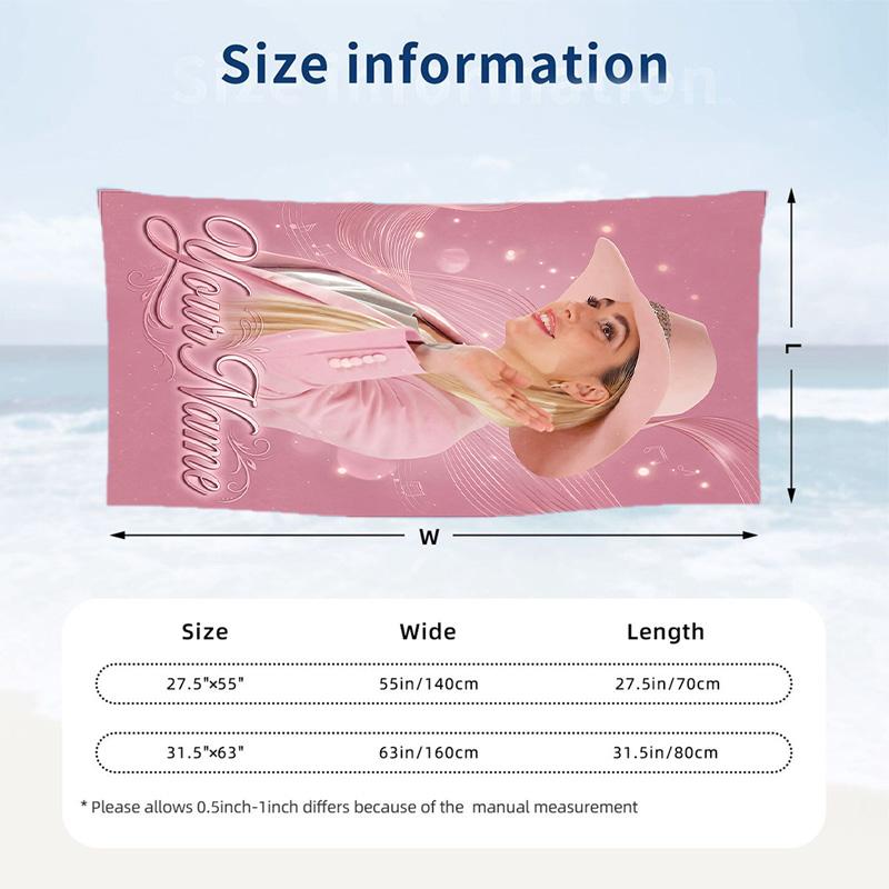 Lady Gaga Beach Towel, Personalized Custom Name Text, Quick Dry Large Absorbent Towel For Beach Pool