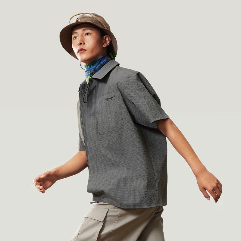 Li Ning CF Water Flow Short Sleeve Shirt With Pointed Collar And Printed Letters Men Shirts ASHU461-5