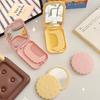 Adorable Cookie Folding Mirror Mini Portable Pink/Yellow Makeup Mirror with Comb Cute Travel Pocker Mirror for Girls