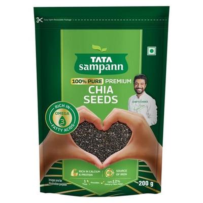TATA Sampann Graines de chia pures, 200 g, riches en calcium et en protéines, source de fer