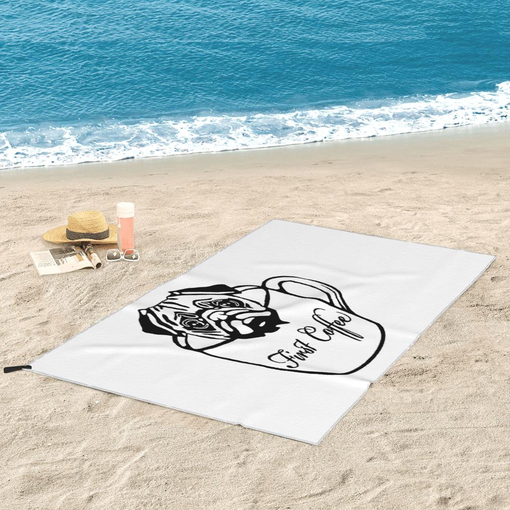 Pug First Coffee Beach Towel Soft Microfiber Quick Dry Absorbent Quick Towels For Mountain Climbing