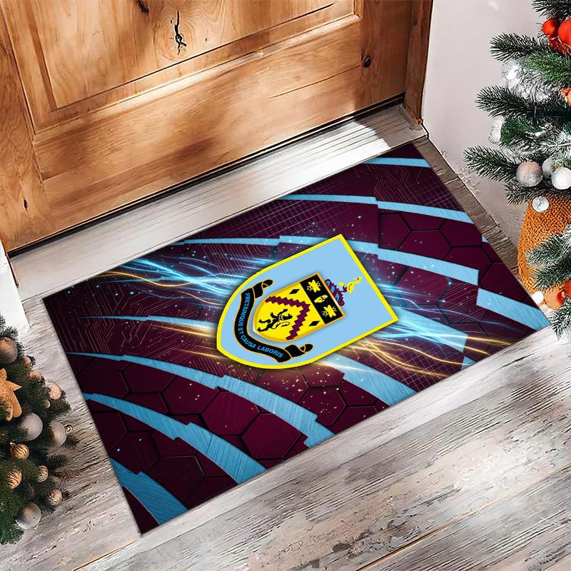 Burnley Football Print Crystal Velvet Rug, Comfortable Water Absorbent Non Slip Indoor Floor Carpet