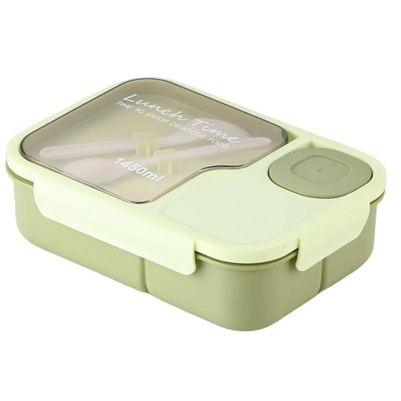 Compartments bento box for students to bring rice, microwave oven salad box, Japanese lunch box with tableware