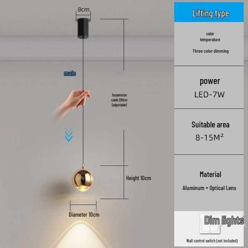Nordic Minimalist Adjustable Pendant Light, Modern Bedroom Accent, Creative Background Wall Lighting