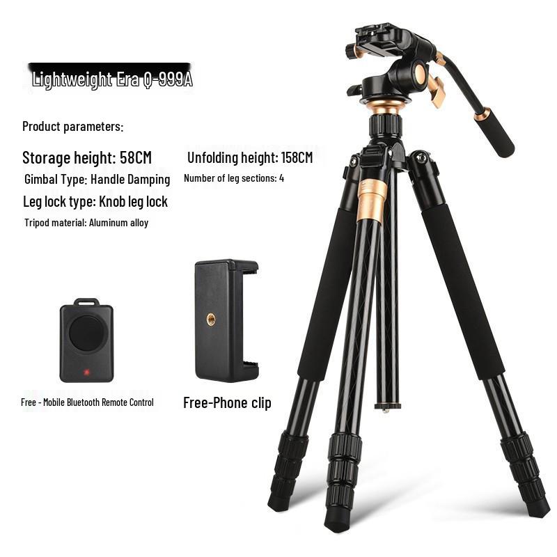 Lightweight Q999 Aluminum-Magnesium Alloy Folding DSLR Tripod - Portable & Stable for Shooting