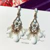 Orecchini Pendenti Fiore Nappa Ago d'Argento Diamante e Perla - Moda Francese, Lusso di Alta Gamma Design di Nicchia