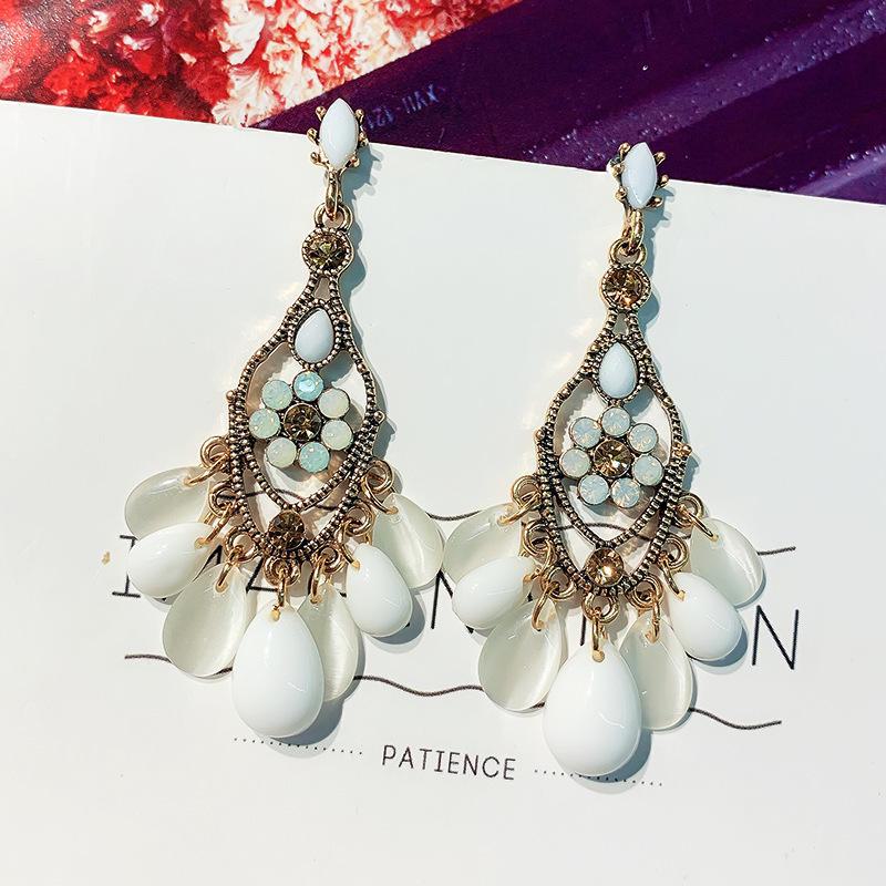 Orecchini Pendenti Fiore Nappa Ago d'Argento Diamante e Perla - Moda Francese, Lusso di Alta Gamma Design di Nicchia