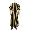 Maxi Robe d'Été pour Femmes Rayée Manches Courtes Col en V Robe évasée Décontractée Vacances à la Plage Fluide Robe d'été coupe A