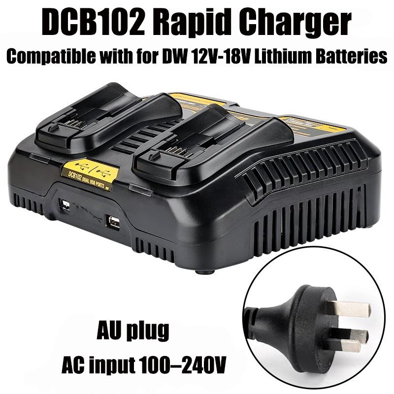 DCB102 Dual-Port Rapid Charger Replacement Charger Power Tool Battery Charger Compatible with For 20V Lithium Batteries