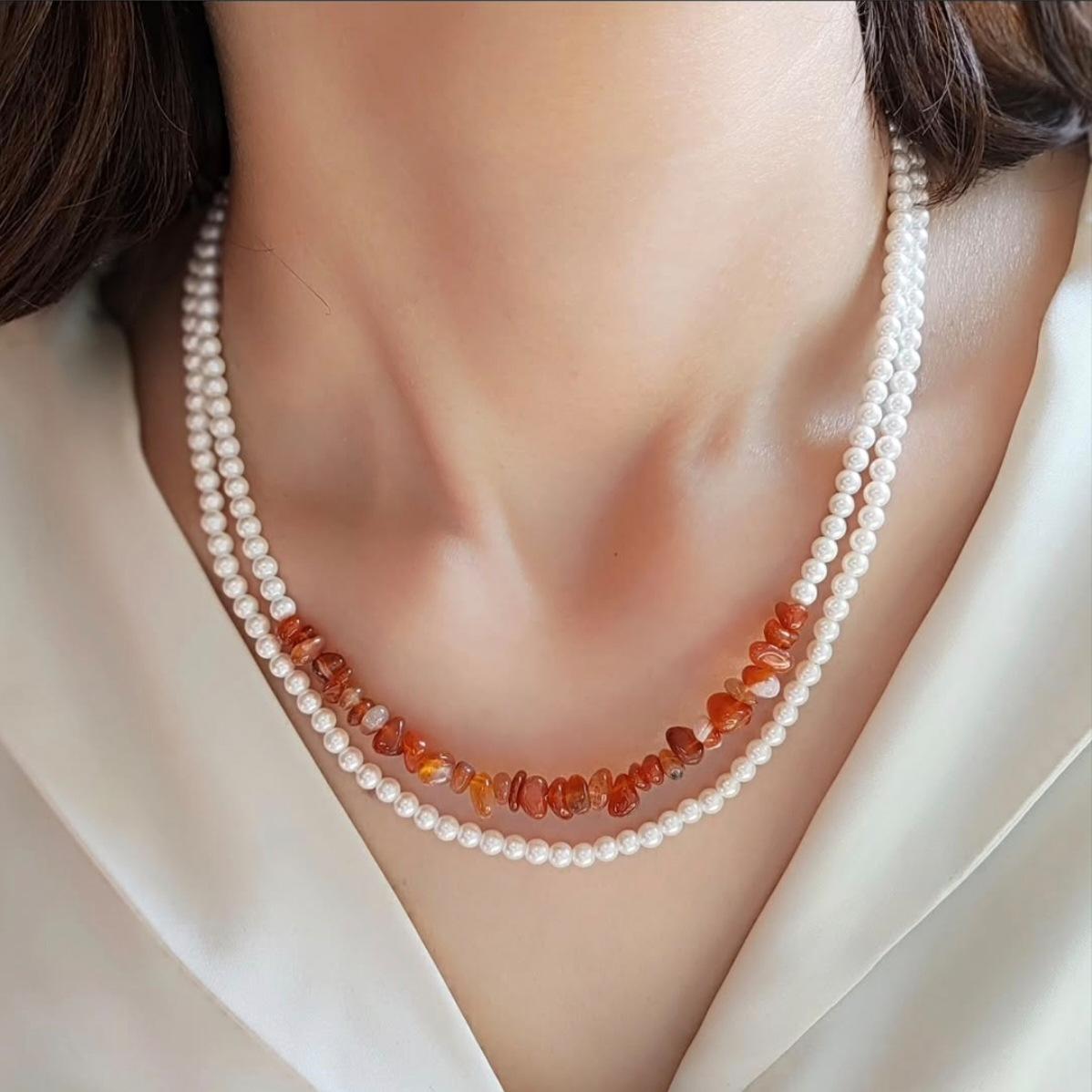 

JYL TS Bracelet Necklace Aquamarine Style Brings Calm & Oceanic Positive Vibes Necklace-157/realA 40+5cm газон зелений колір