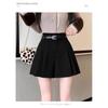 2025 High Waist Coffee Wool Pleated Shorts: Women's A-line Bootcut Wide Leg Skirt for Autumn/Winter.
