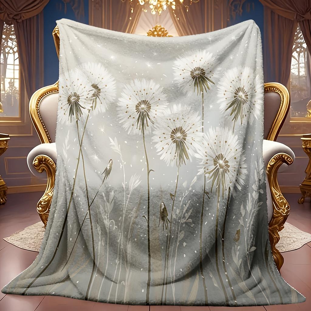 Comfortable Dandelion Theme Pattern Blanket Soft High-Definition Digital Print All-Season, Family and Friends Gift Cooling Blanket Soft Breathable 100
