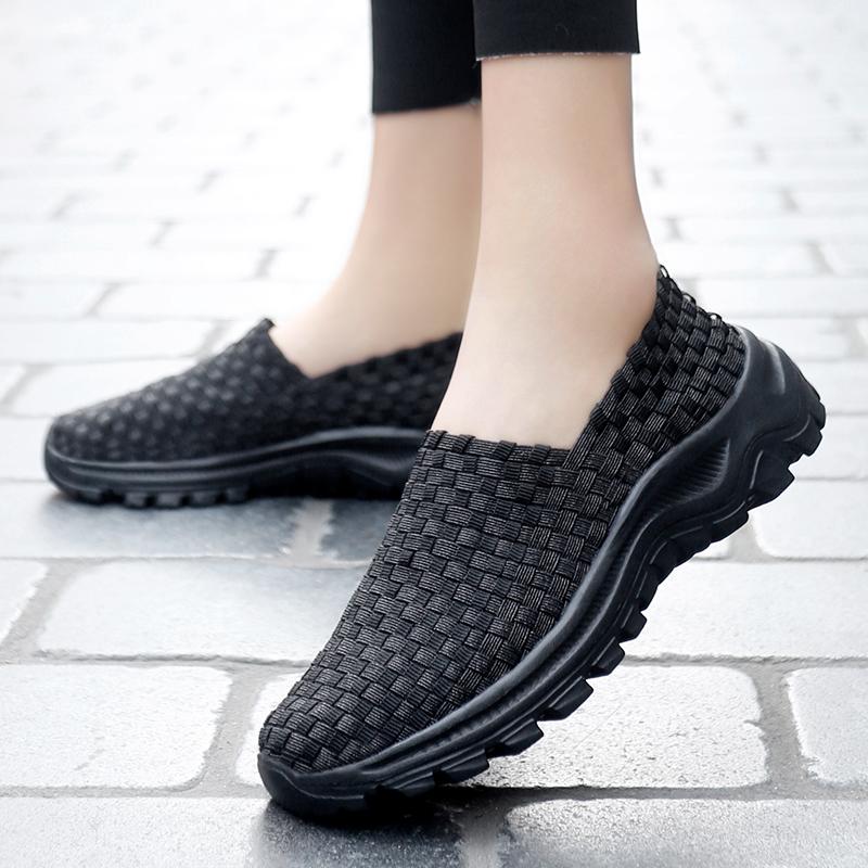 

Летние черные плетеные пляжные туфли ручной работы, женские повседневные эспадрильи большого размера, дышащие кроссовки, фиолетовые, синие, ленивые туфли 38 чёрный