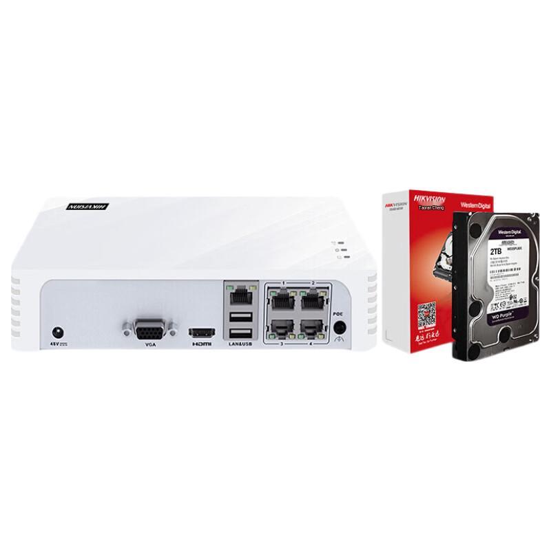 

Hikvision 4-канальна PoE NVR система безпеки з жорстким диском 2 ТБ, штекер CN (адаптер в комплекті)