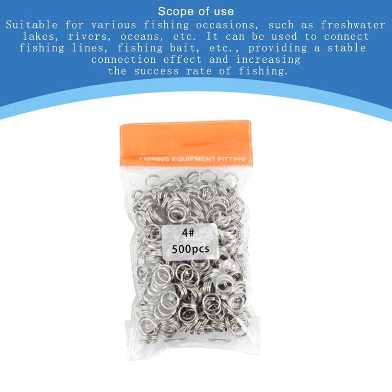 500Pcs Heavy Duty Fishing Split Rings Corrosions Resistant Lures Rings Fishing Lures Connector Fishing Accessories