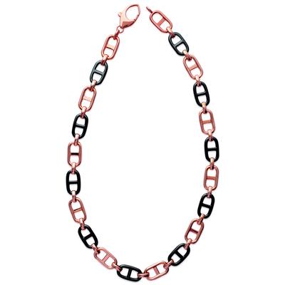 [L3896] - Gold Plated Necklace 'Maille Marine' Black Rose Gold (ceramic) - 45 Cm 10 Mm